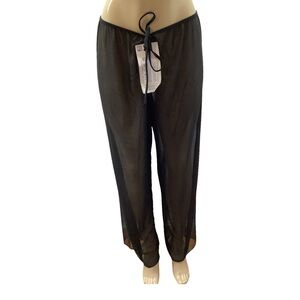 Zuliana Black Mesh Sheer Adjustable Waist Tie Pants, Made in USA. New With Tags.